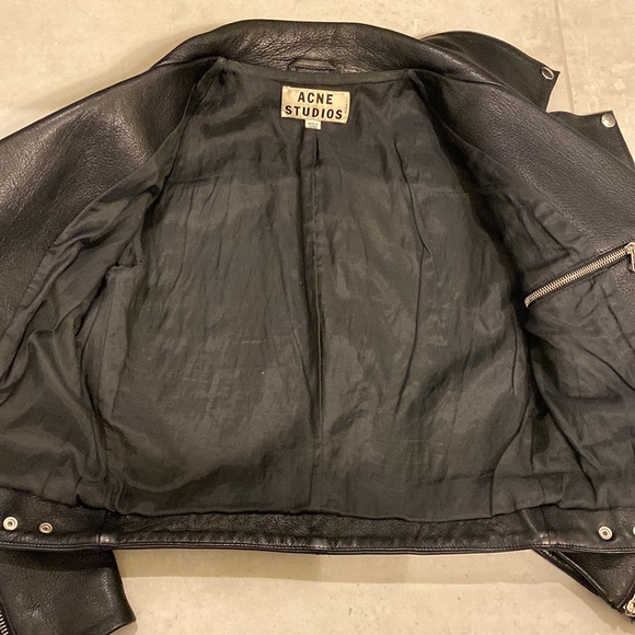 Acne Studios Black Leather Rita Jacket size 34 - Picture 7 of 15